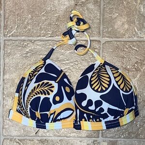 **Last Chance** VENUS Navy and Yellow Bikini Top